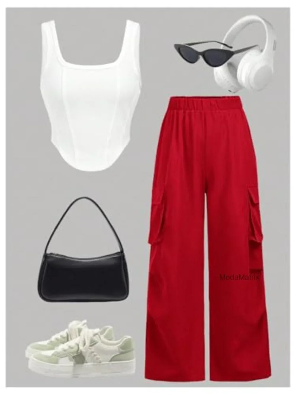 Girl's 2 Piece Crop Tank Top & Cargo Pants Set Outfits